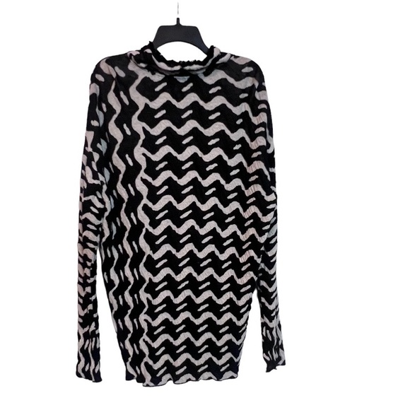 NIC+ZOE Opposites Attract Sweater Black & White Mock Neck Long Sleeve Size M - Picture 7 of 14